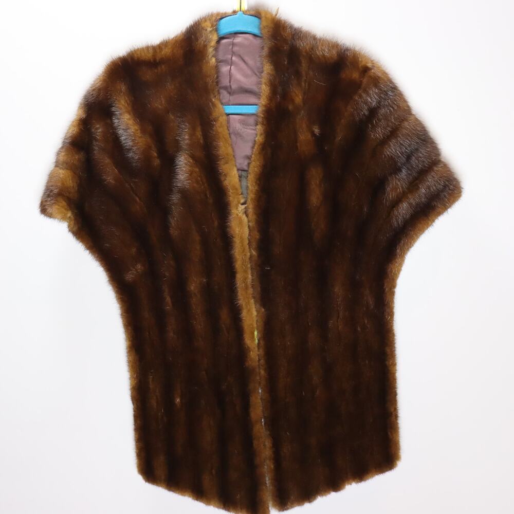 Vintage Japanese Ranch Mink‎ Stole Wrap Convertible Cape One Size